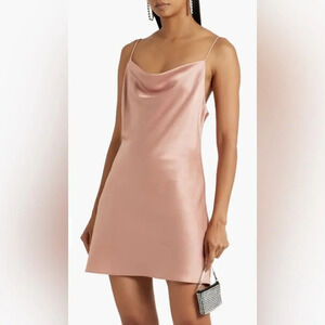 Alice + Olivia Harmony Draped Satin Crepe Mini Dress Rose Size 4
